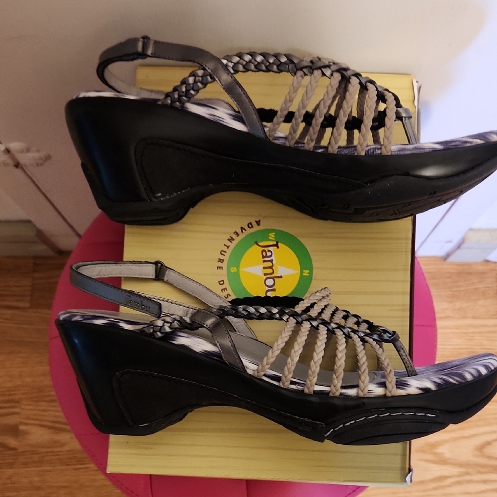 🔥Jambu SPICE Women's Black and Tan Strappy Sandals - Picture 4 of 4